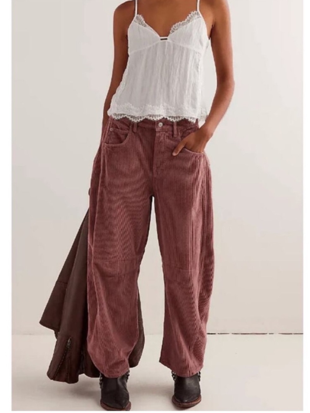 Free People We The Free Good Luck Mid-Rise Cord Barrel corduroy Jeans